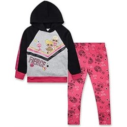 L.O.L. Surprise! Girls Clothing Set Toy Girls Hoodie & Legging Set (Black/Pink, 4)