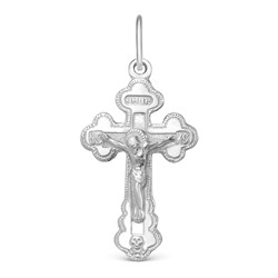 Крест из серебра родированный - 3,4 см 925 пробы 10-024р