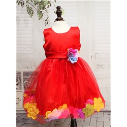 012972 Платье"Цветы" красный