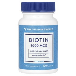 The Vitamin Shoppe Биотин, 5000 мкг, 120 капсул