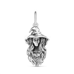 Подвеска из чернёного серебра - Ведьма в колпаке (ведьмочка в шляпе) 925 пробы п072о