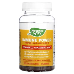 Nature's Way Immune Power, Смесь тройного действия, клубника и апельсин, 90 жевательных конфет