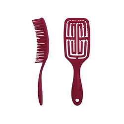 [COSMO STYLE] Расчёска массажная для бережного расчёсывания мокрых волос ПРЯМОУГОЛЬНАЯ КРАСНАЯ 20 х 5,5 см, 1 шт.