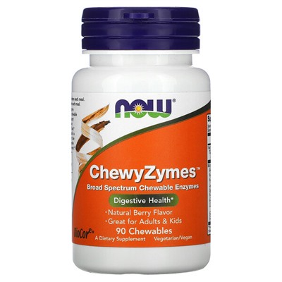 NOW Foods ChewyZymes, Натуральный Ягодный Вкус, 90 Жевательных Таблеток - NOW Foods