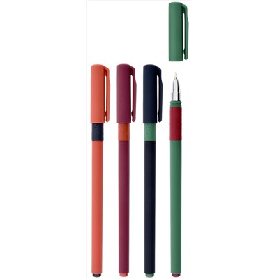 Ручка шариковая 0.5мм,синие чернила на масляной основе, иголовидный наконечник ,круглый прорезиненный корпус, резиновый грип,  LOREX DARK VELVET, серия "Slim Soft Grip",