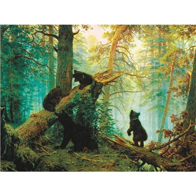 УЦЕНКА Алмазная мозаика с полным заполнением «Утро в сосновом лесу» 30х40 см