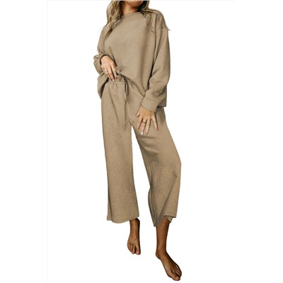 Khaki Ultra Loose Textured 2pcs Slouchy Outfit