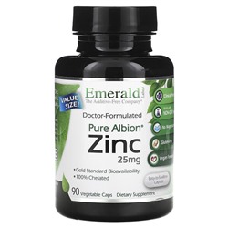Emerald Labs Pure Albion, Zinc, 25 mg, 90 Vegetable Caps