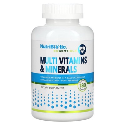 NutriBiotic Essentials, Мультивитамины и минералы, 180 капсул