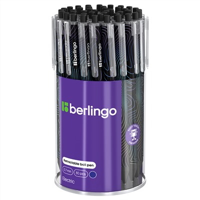 Ручка шариковая автоматическая Berlingo "Electric" синяя, 0,7мм, грип, рисунок на корпусе Cbm_07S17