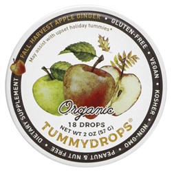 Tummydrops Органический осенний урожай, яблоко и имбирь, 18 капель, 2 унции (57 г)