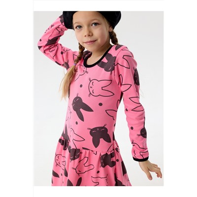 Платье Лея с сумочкой интерлок розовый зайчик