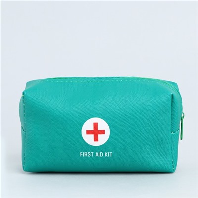 Аптечка дорожная из искусственной кожи "FIRST AID KIT", 16*10*5 см, зеленый цвет