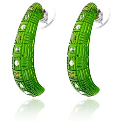 UD135-g Серьги Банан со стразами, цвет зелёный