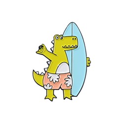 Металлический значок "Крокодил Сёрфингист"