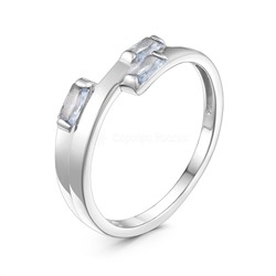 Кольцо женское из серебра с плавленым кварцем цвета танзанит родированное 925 пробы 1-348р224