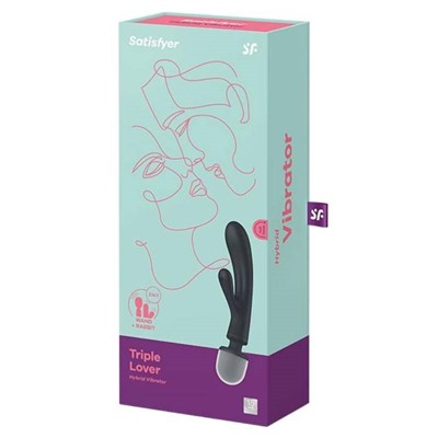 Satisfyer Вибромассажер Triple Lover (Wand + вибратор кролик 2в1, серый)