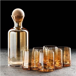 Набор питьевой стеклянный "Эко", 7 предметов: графин 1 л, 10х24,5, 6 стаканов 250 мл, цвет золотой