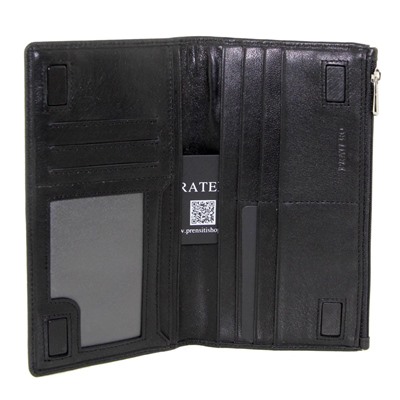 Кошелек кожаный черный с отделами для карточек Pratero K 20916