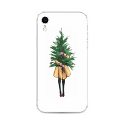 Силиконовый чехол Девушка с елкой на iPhone XR (10R)