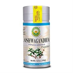 BASIC AYURVEDA Ashwagandha Powder, Indian Ginseng Powder, 3.53 Oz (100gm), Natural and Organic Ayurvedic Supplement