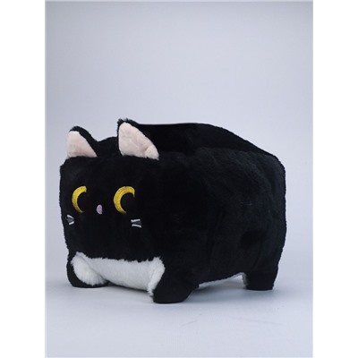 Котенок черный плюшевый держит форму компактный размер