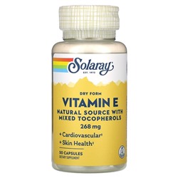 Solaray Витамин Е, сухая форма, 268 мг, 50 капсул
