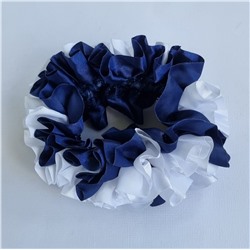 Резинка для волос, атласная, двухцветная: темно-синия, белая, арт.061.018