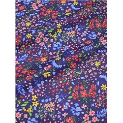Ситец "Полевые цветочки на фиолетово-чернильном", ш.0.8м, хлопок-100%, 100гр/м.кв