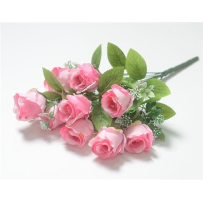 Искусственные цветы, Ветка в букете бутон розы 10 голов (1010237)