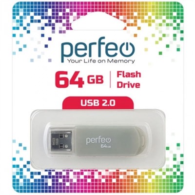 64Gb Perfeo C03 Grey USB 2.0 (PF-C03GR064)