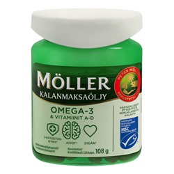 Möller Omega-3 & Витамины A-D 120 капсул.
