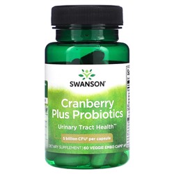 Swanson Пробиотики Cranberry Plus, 5 миллиардов КОЕ, 60 растительных капсул Эмбо