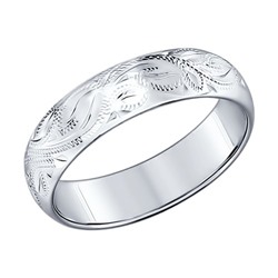 Обручальное кольцо из серебра с гравировкой, 94110017