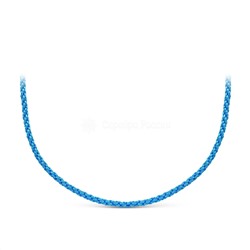 Шнурок текстильный плетёный с элементами из родированного серебра (голубой) 925 пробы Ш-01р-2