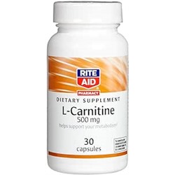 Rite Aid L-Carnitine 500 mg, 30 Capsules | Support Metabolism | L Carnitine Supplements | Helps Brain Function & Muscle Movement | L Carnitine