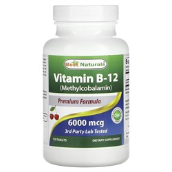 Best Naturals Витамин B-12 (Метилкобаламин) - 6000 мкг - 120 таблеток - Best Naturals