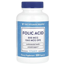The Vitamin Shoppe Folic Acid, 800 mcg, 300 Capsules