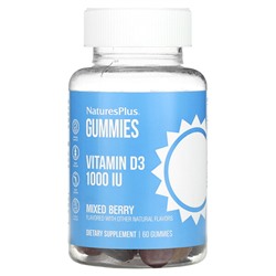 NaturesPlus Жевательные конфеты с витамином D3, ягодная смесь, 1000 МЕ, 60 жевательных конфет