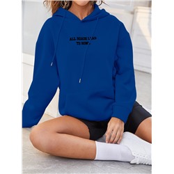 Hoodie mit Buchstaben Stickerei, Drop Shoulder