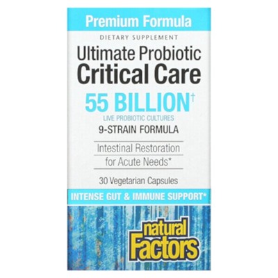 Natural Factors Ultimate Probiotic, Critical Care, 55 миллиардов КОЕ, 30 вегетарианских капсул