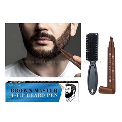 Мужской тату маркер+щетка Guanjing 4-tip Beard Pen Brown Master