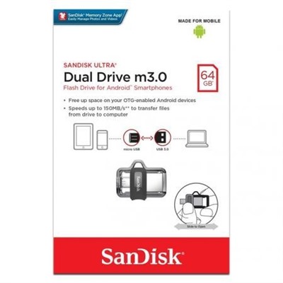 64Gb Sandisk Dual Drive Ultra, OTG microUSB/USB 3.0 (SDDD3-064G-G46)