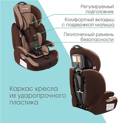 Автокресло Крошка Я Flex plus, группа 1/2/3, 9-36 кг, (1-12 лет) Светло-коричневый/Коричневый