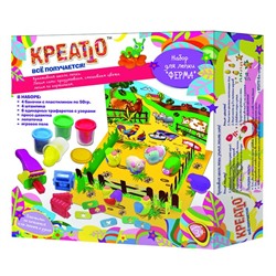 *Kreatto. Набор для лепки "Ферма" 4 цв. по 56 гр. арт.30419/14411 /24