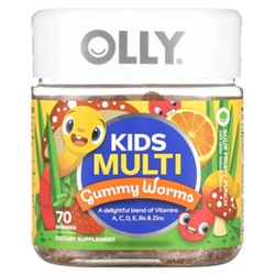 OLLY Kids Multi, Мармеладные черви, кисло-фруктовый пунш, 70 жевательных конфет