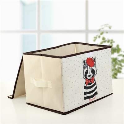 Короб стеллажный для хранения с крышкой «Енот», 38×25×24 см