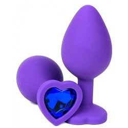 Втулка анальная силиконовая с кристаллом "Сердце" фиолетовая, размер M