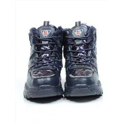 8526-2 DARK BLUE Ботинки зимние женские (искусственные материалы)