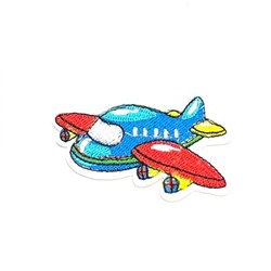 Термоаппликация "Самолет с красными крыльями" 7*4 см